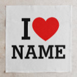 Servilleta De Tela Nombre del corazón<br><div class="desc">Escriba el nombre o texto deseado en la sección de nombres.</div>