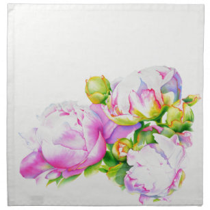 Servilleta De Tela Pintura de color rosa, blanco y floral