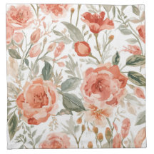 Rosas Naranjas Botánico Acuarela Coral Floral