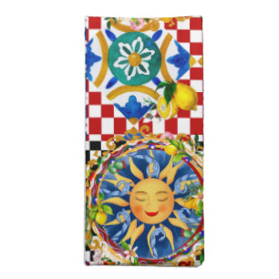 Servilleta De Tela Sol siciliano, limón, azulejos mediterráneos,