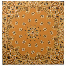 Tan Brown Paisley Western Bandana Scarf Print