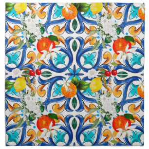 Servilleta De Tela Verano, baldosas sicilianas, mayólica, cerámica