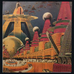Servilleta De Tela Vintage Science Ficción Futurista City Volador Aut<br><div class="desc">Imagen de ficción de ilustracion de viajes y transporte con historietas clásicas retro de ciencia ficción en un entorno urbano con una ciudad del futuro. Los edificios arquitectónicos tienen forma de conos y los vehículos vuelan en el cielo como pájaros mientras las multitudes se mueven a través de la metrópolis....</div>