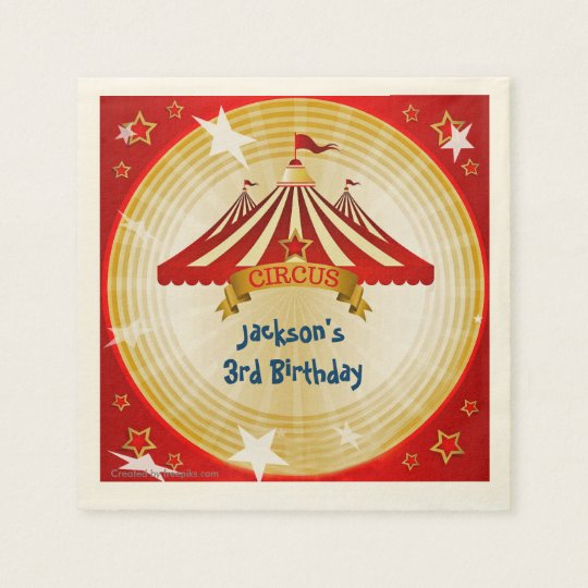 Servilleta Desechable Tienda de circo roja, personalizado, cumpleaños