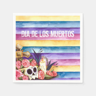 Servilleta floral de Skull Dia de los Muertos el