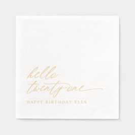 Servilletas Con Brillo 21st Birthday Party Modern Elegant Gold