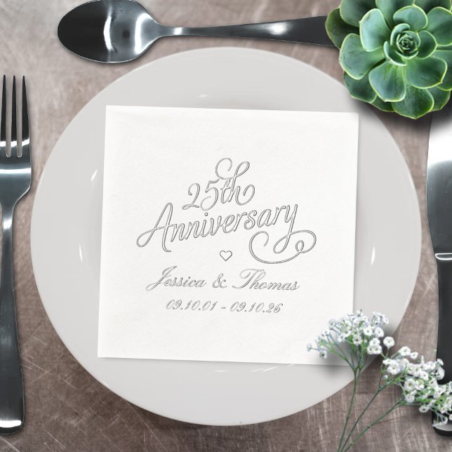 Servilletas Con Brillo 25º Aniversario de Bodas de Plata (Subido por el creador)