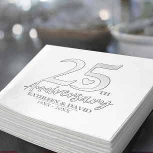 Servilletas Con Brillo 25.º boda de personalizado cardíaco gráfico