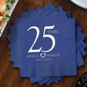 Servilletas Con Brillo 25° aniversario boda corazón abierto de plata