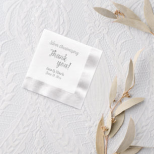 Servilletas Con Brillo 25° Aniversario del Boda de Plata Estilizado Graci