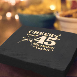 Servilletas Con Brillo 45.ª fiesta de cumpleaños anima gafas de champán
