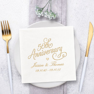 Servilletas Con Brillo 50º Aniversario de Bodas de Oro