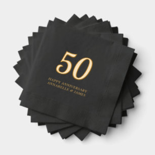 Servilletas Con Brillo 50.º Aniversario del Boda Ropa de Relieve metaliza