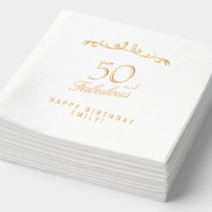 Servilletas Con Brillo 50 y fabuloso ornamento elegante 50 cumpleaños
