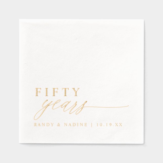 Servilletas Con Brillo 50th Wedding Anniversary Napkins Elegant Gold (Anverso)