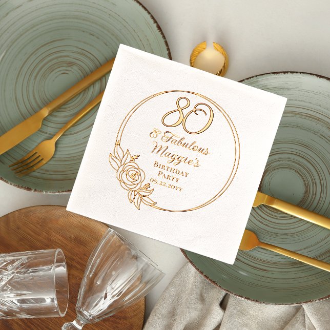 Servilletas Con Brillo 80 y fabulosa fiesta de cumpleaños número 80 estam (Elegant "80 and Fabulous" 80th Birthday Party Stamped Foil Napkins)