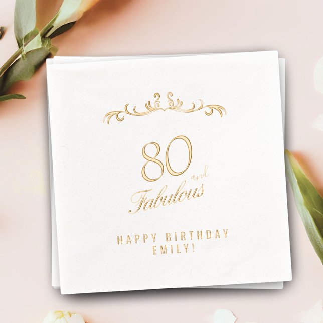 Servilletas Con Brillo 80 y fabuloso ornamento elegante 80 cumpleaños (Subido por el creador)