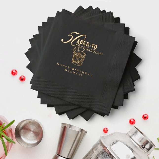 Servilletas Con Brillo Aged to Perfection Cocktail 50th Birthday Party (Subido por el creador)