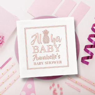 Servilletas Con Brillo Aloha Baby Tropical Pineapple Baby Shower