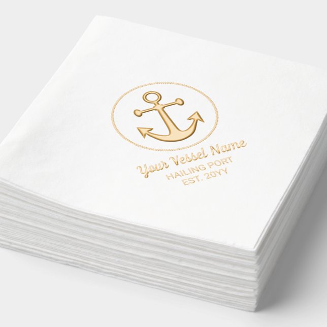 Servilletas Con Brillo Ancla náutica personalizada (Detalle)