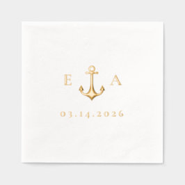 Servilletas Con Brillo Anclaje simple con iniciales y fecha
