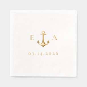 Servilletas Con Brillo Anclaje simple con iniciales y fecha