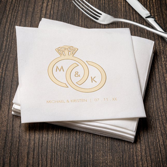 Servilletas Con Brillo Anillo de Diamante Monograma Boda (Diamond Ring Monogram Wedding Foil Napkins
)