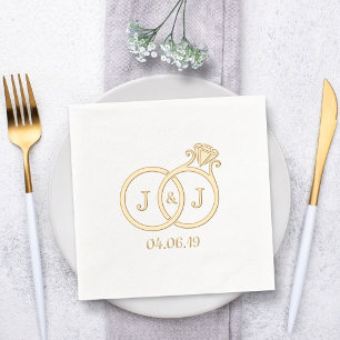 Servilletas Con Brillo Anillos de Boda de monograma de moda