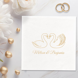 Servilletas Con Brillo Aniversario de Boda Pareja de Cisnes V2