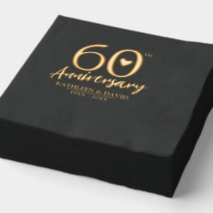 Servilletas Con Brillo aniversario de bodas número 60 corazón gráfico per