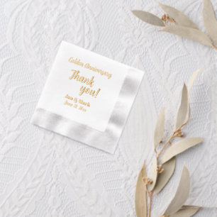 Servilletas Con Brillo Aniversario del Boda de Oro Estilizado Gracias