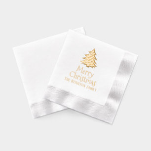 Servilletas Con Brillo Árbol de Navidad #1 Saludo Navideño Apellido
