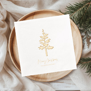 Servilletas Con Brillo Árbol de Navidad Minimalista Personalizado con Hoj