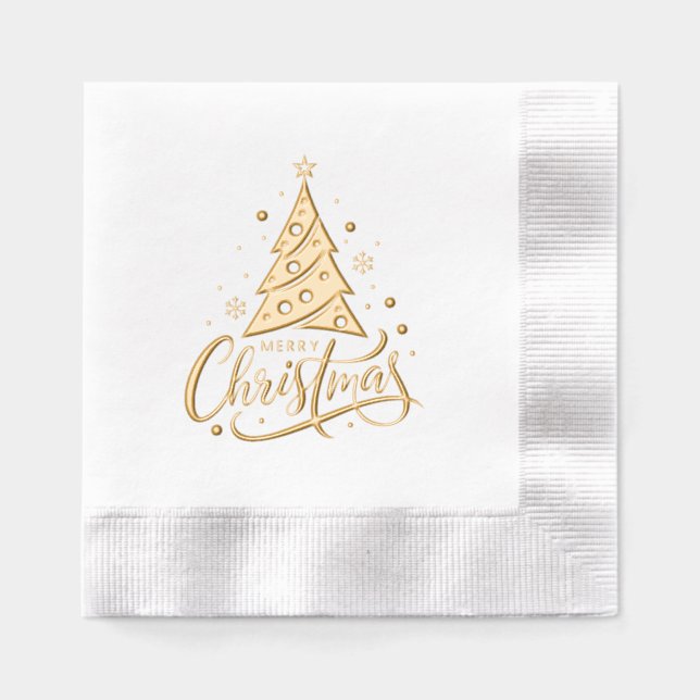 Servilletas Con Brillo Árbol Feliz Navidad (Anverso)