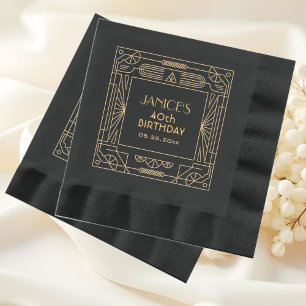 Servilletas Con Brillo Art Deco Gran Gatsby Cumpleaños Personalizado