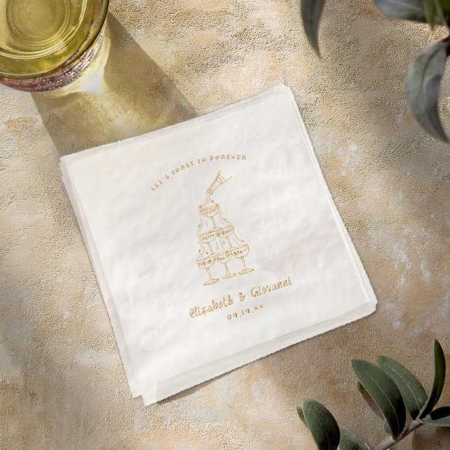 Servilletas Con Brillo Arte de Doodle Retro caprichoso | Boda Gold (Subido por el creador)