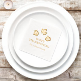 Servilletas Con Brillo Autumn Maple deja feliz día de gracias