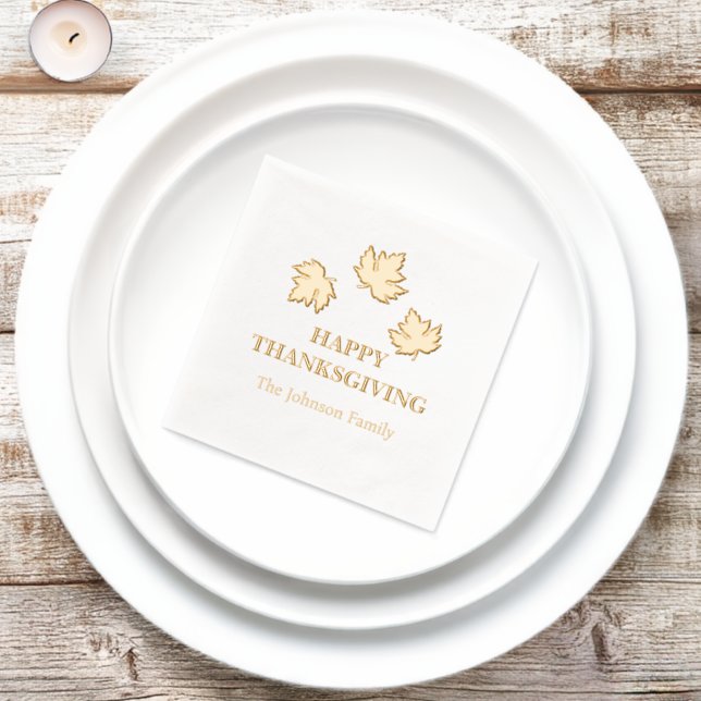 Servilletas Con Brillo Autumn Maple deja feliz día de gracias (In Situ)