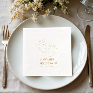 Servilletas Con Brillo Baby Shower con impresión de pies   Decoración fie