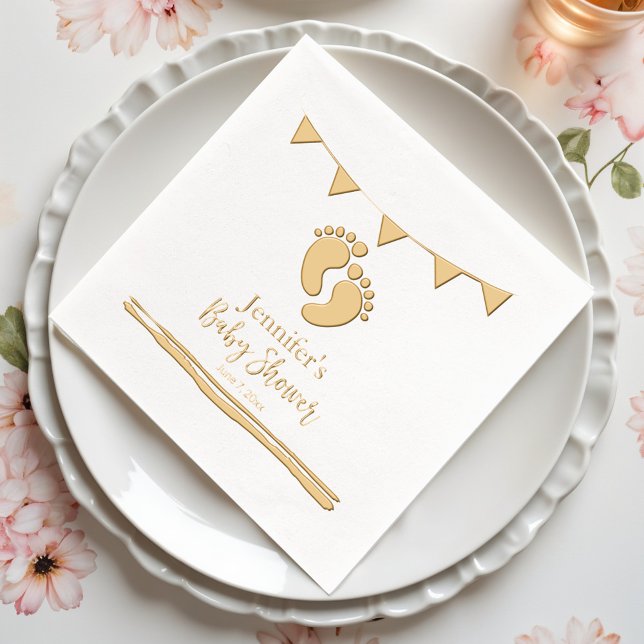 Servilletas Con Brillo Baby Shower personalizado con huellas (Subido por el creador)