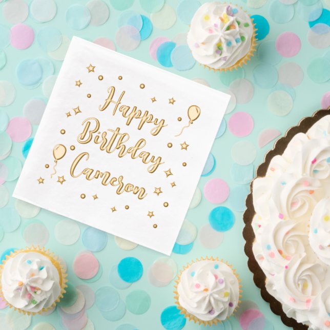 Servilletas Con Brillo Balones Estrellas Confetti Feliz cumpleaños (Insitu (Partido))