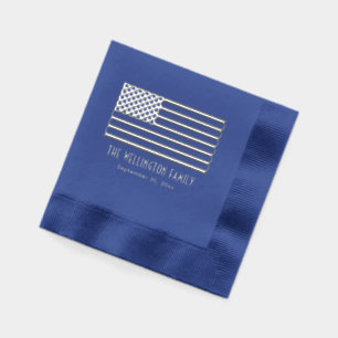 Servilletas Con Brillo Bandera Americana Patriótica USA Nombre Fecha