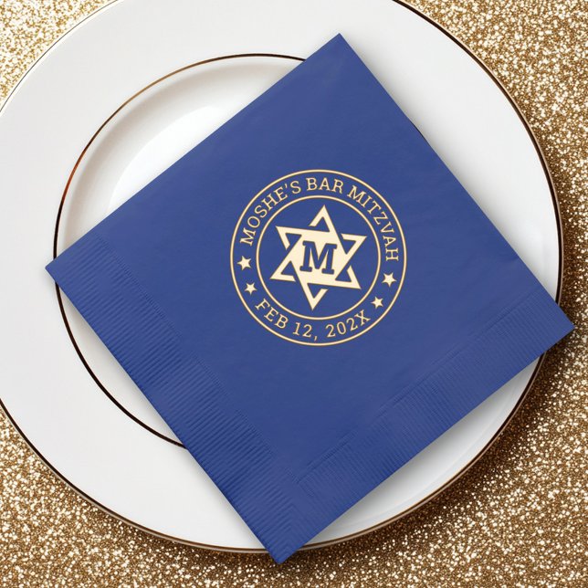 Servilletas Con Brillo Bar mitzvah Star of David monograma inicial (Bar mitzvah Star of David monogram initial Foil Napkins)