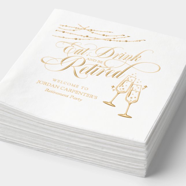 Servilletas Con Brillo Bebida Retirada Fiesta de Retiro de Champagne (Detalle)