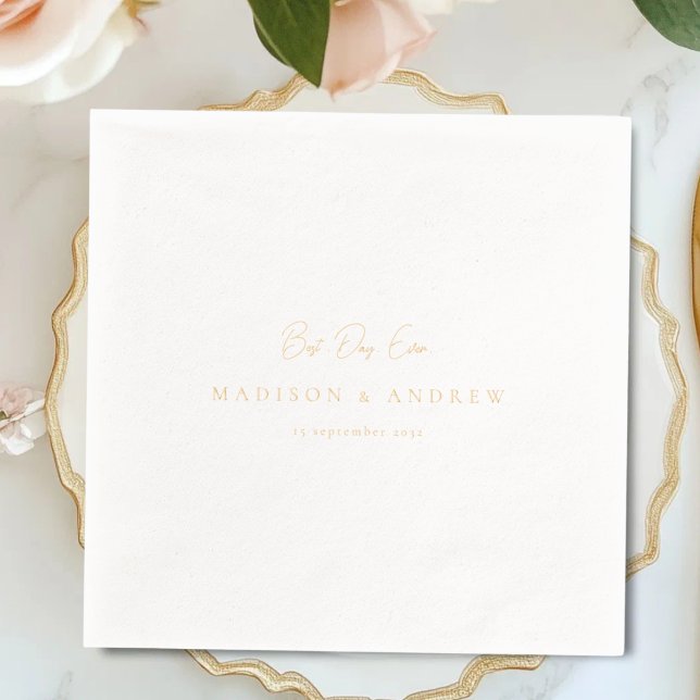 Servilletas Con Brillo BEST DAY EVER! Modern Minimal Wedding (Best Day Ever! Elegant Wedding Foil Napkins)