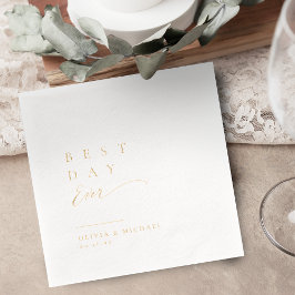 Servilletas Con Brillo Best Day Ever Simply Typography Modern Wedding