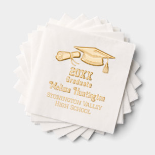 Servilletas Con Brillo Birrete y Diploma Nombre Año Escuela #1