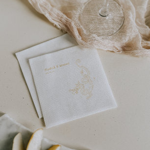 Servilletas Con Brillo Boceto de Dragón Elegante Oro Personalizado para