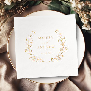Servilletas Con Brillo Boda campestre floral botánico boho dorado