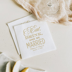 Servilletas Con Brillo Boda Come Bebe y Cásate de Oro
